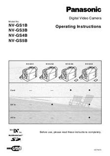 Panasonic NV GS 5 B manual. Camera Instructions.